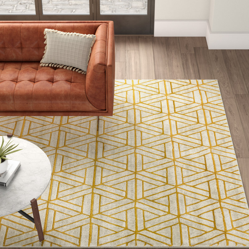 Adelia Mustard/Dark Brown/Gray Area Rug AllModern